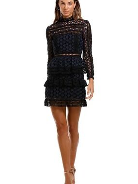 Self-Portrait | S | (Retails 816$) Lace Mini Dress Navy Blue
